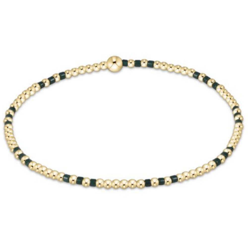 enewton 6.25" Gameday Hope Joy Pattern 2mm Bead Bracelet - Dark Green