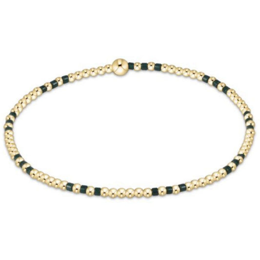 enewton 6.25" Gameday Hope Joy Pattern 2mm Bead Bracelet - Dark Green