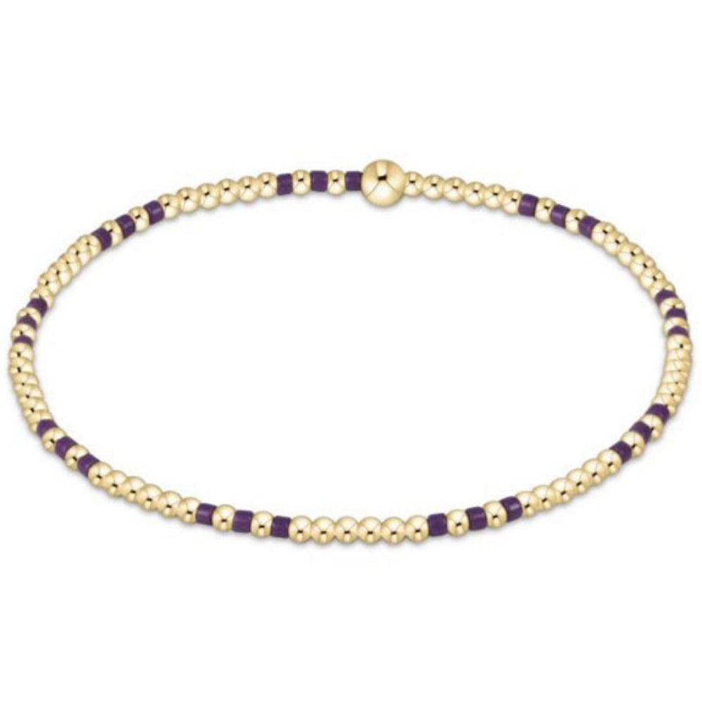 enewton 6.25" Gameday Hope Joy Pattern 2mm Bead Bracelet - Deep Purple