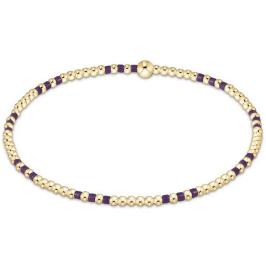 enewton 6.25" Gameday Hope Joy Pattern 2mm Bead Bracelet - Deep Purple
