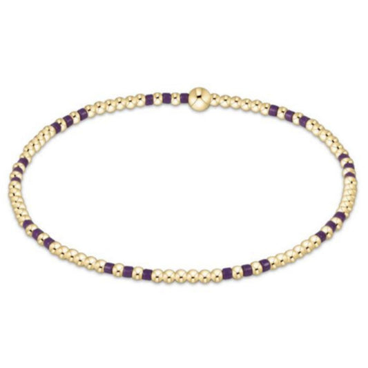 enewton 6.25" Gameday Hope Joy Pattern 2mm Bead Bracelet - Purple