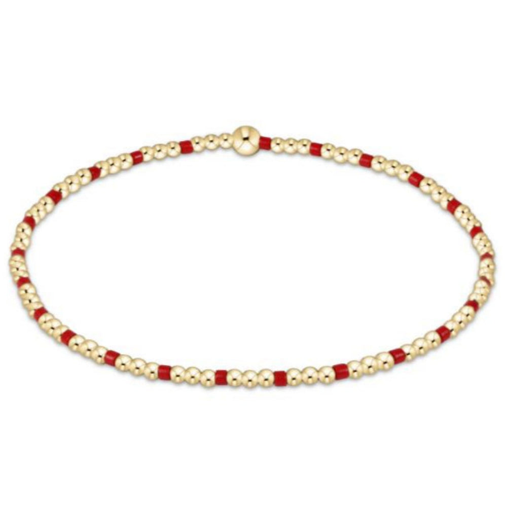 enewton 6.25" Gameday Hope Sincerity Pattern 2mm Bead Bracelet - Bright Red