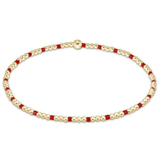 enewton 6.25" Gameday Hope Sincerity Pattern 2mm Bead Bracelet - Bright Red