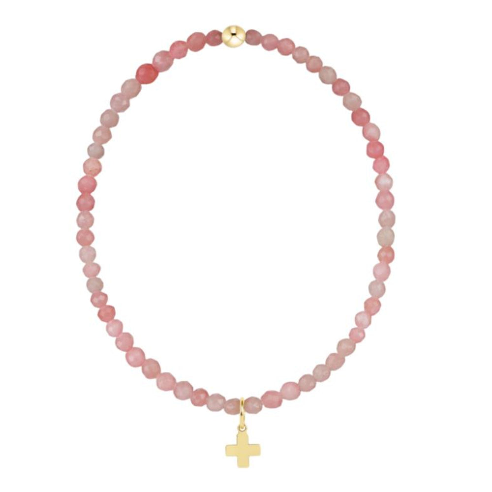 enewton 6.25" Classic Pink Opal 3mm Bracelet - Signature Cross Gold Charm