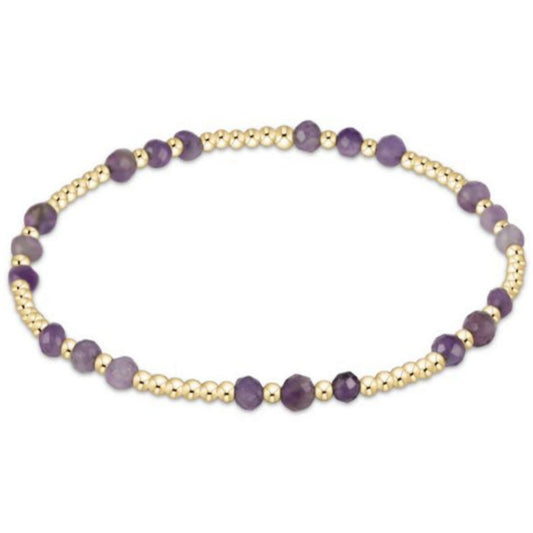 enewton 6.25" Gemstone Gold Joy Pattern 3mm Bead Bracelet - Amethyst