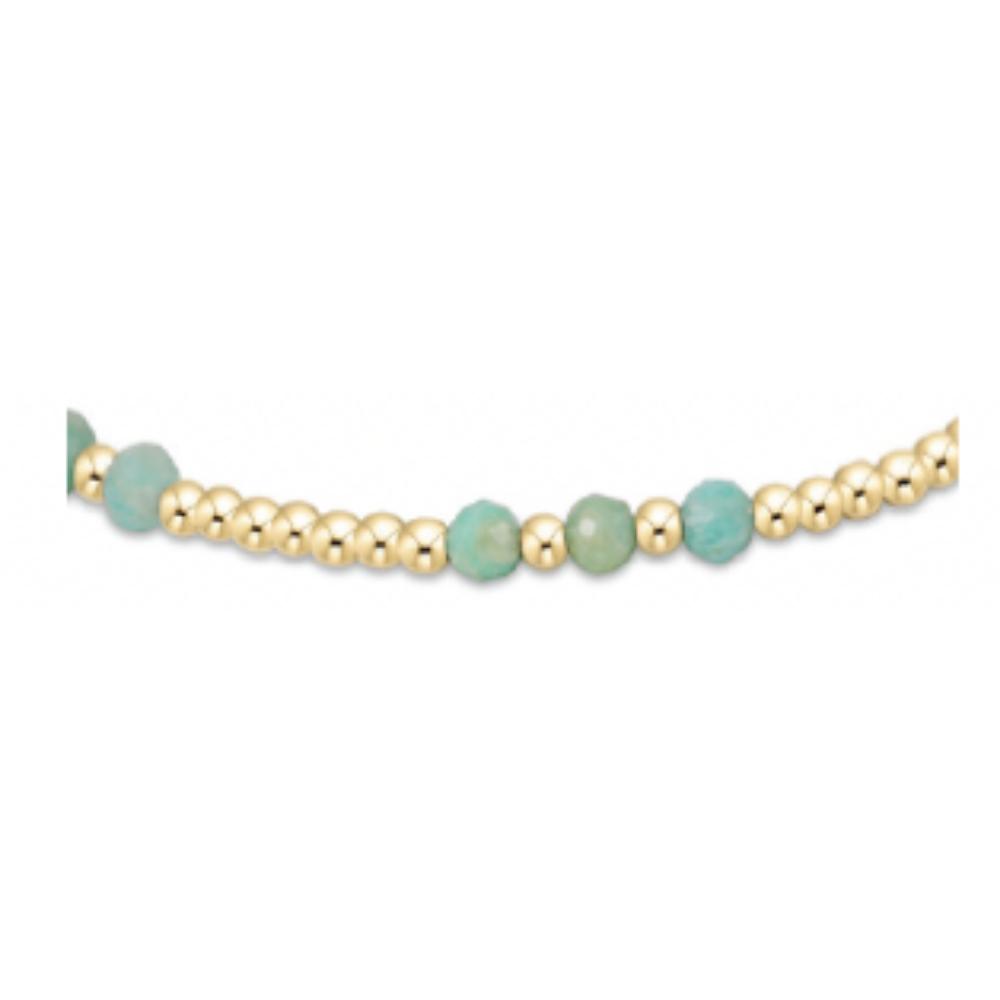 enewton 6.25" Gemstone Gold Joy Pattern 3mm Bead Bracelet - Amazonite