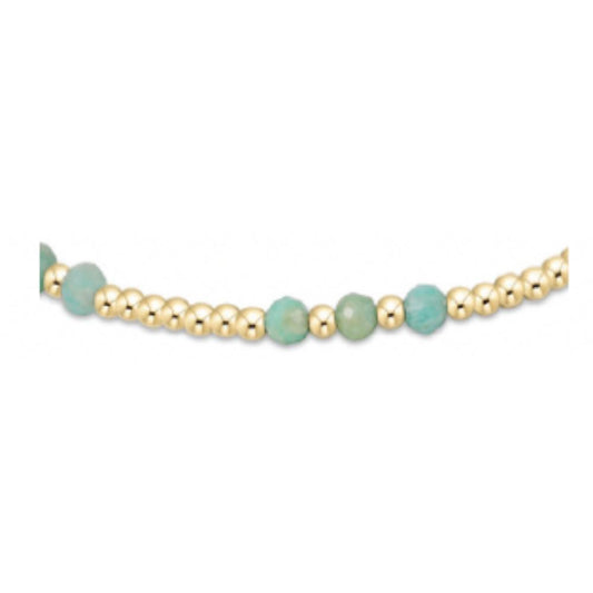 enewton 6.25" Gemstone Gold Joy Pattern 3mm Bead Bracelet - Amazonite