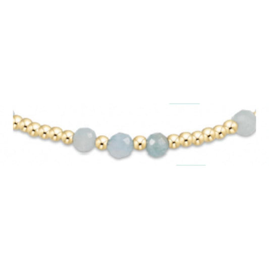 enewton 6.25" Gemstone Gold Joy Pattern 3mm Bead Bracelet - Aquamarine