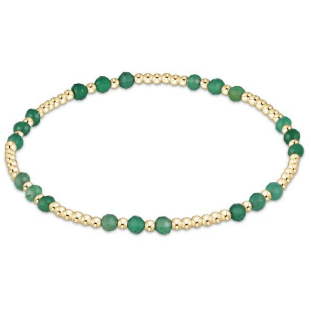 enewton 6.25" Gemstone Gold Joy Pattern 3mm Bead Bracelet - Green Onyx