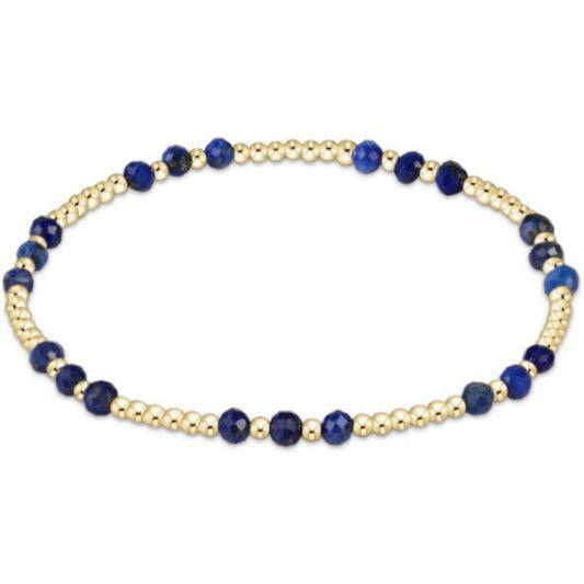 enewton 6.25" Gemstone Gold Joy Pattern 3mm Bead Bracelet - Lapis
