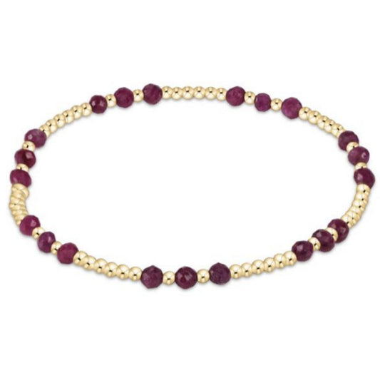 enewton 6.25" Gemstone Gold Joy Pattern 3mm Bead Bracelet - Ruby