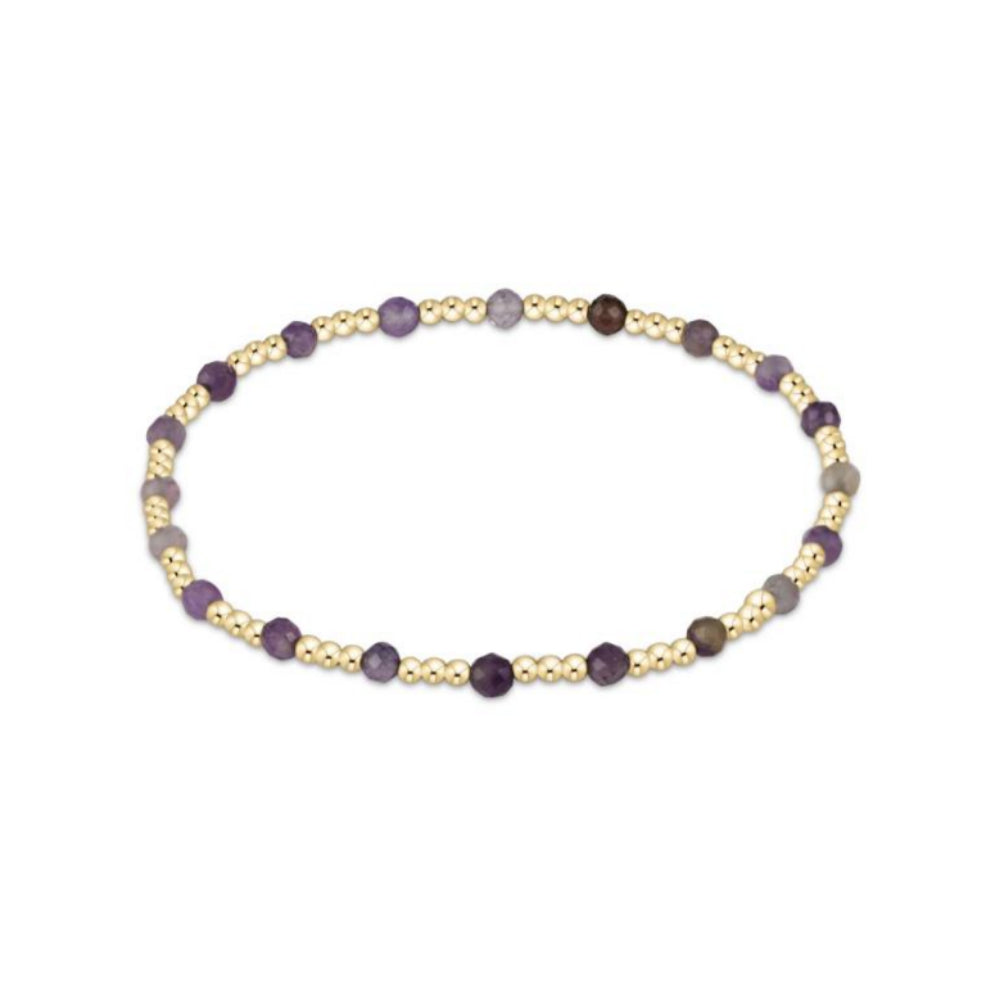 enewton 6.25" Gemstone Gold Sincerity Pattern 3mm Bead Bracelet - Amethyst