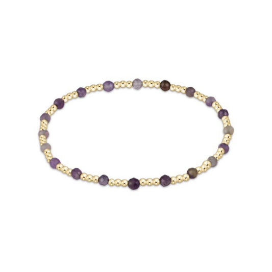 enewton 6.25" Gemstone Gold Sincerity Pattern 3mm Bead Bracelet - Amethyst