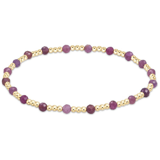 enewton 6.25" Gemstone Gold Sincerity Pattern 3mm Bead Bracelet - Ruby