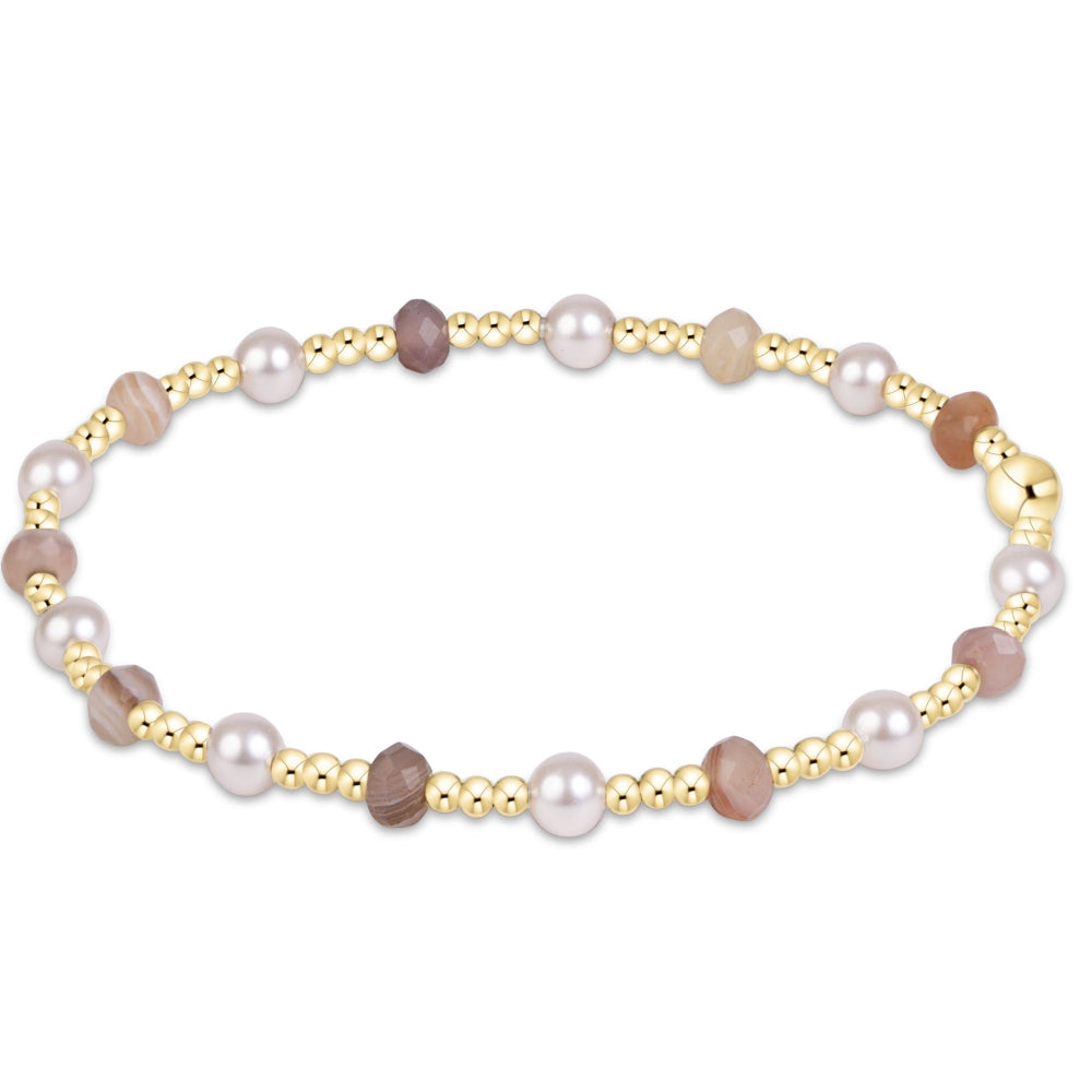 enewton 6.25" Sincerity Gemstone & Pearl 4mm Bracelet - Botswana Agate