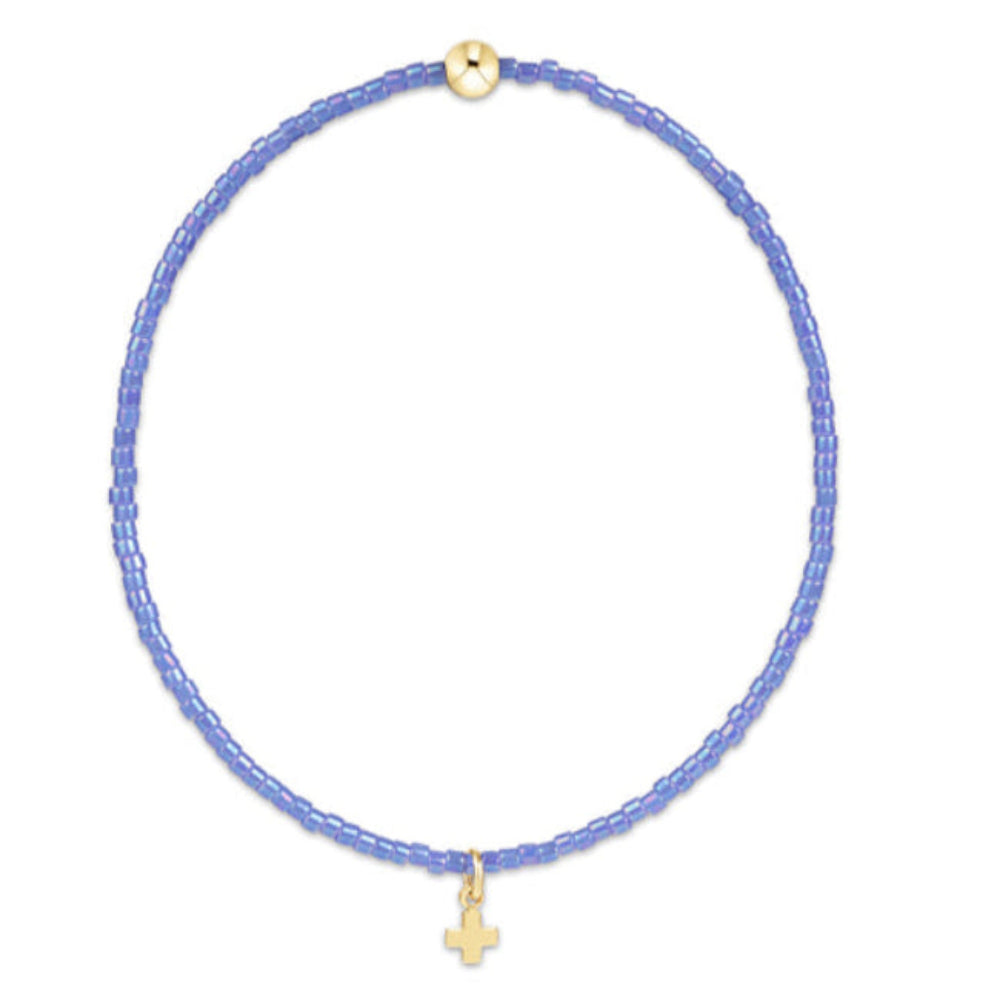 enewton 6.25" Hope Classic Bright Blue Bracelet - Signature Cross Small Gold Charm