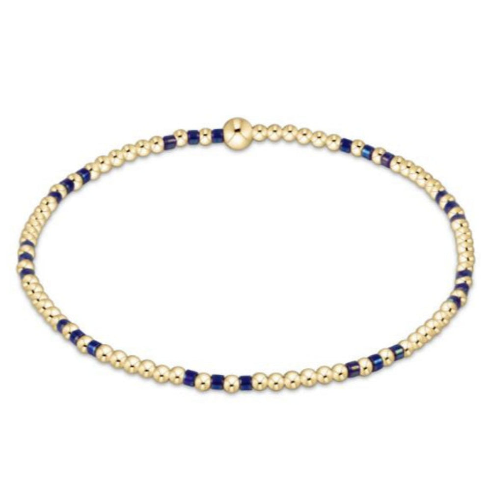 enewton 6.25" Hope Joy Pattern 2mm Bead Bracelet - Blue Metallic