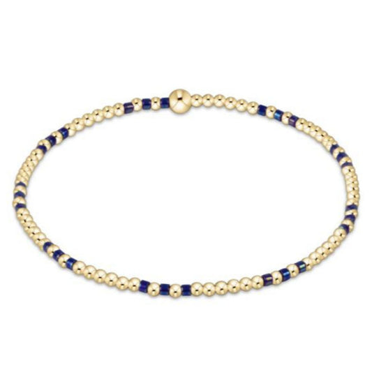 enewton 6.25" Hope Joy Pattern 2mm Bead Bracelet - Blue Metallic