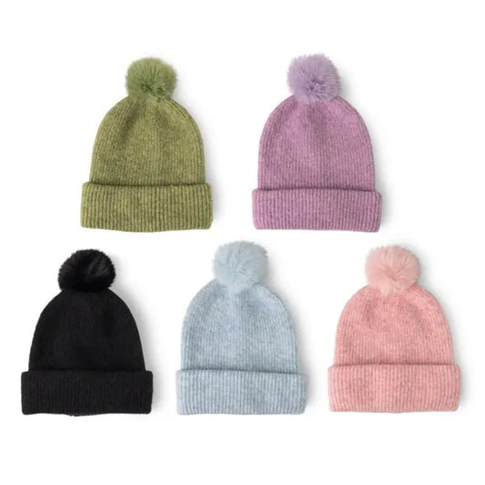 DM Merchandising Britt's Knits Powder Knit Ultra Soft Pom Hat