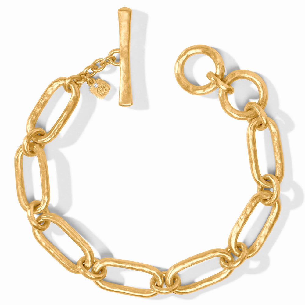 Gold chain bracelet on a white background