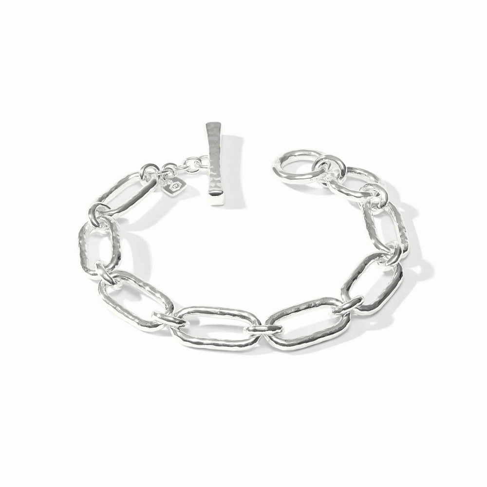 Silver chain bracelet on a white background