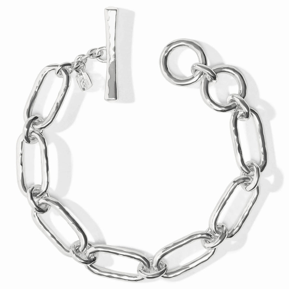 Silver chain bracelet on a white background
