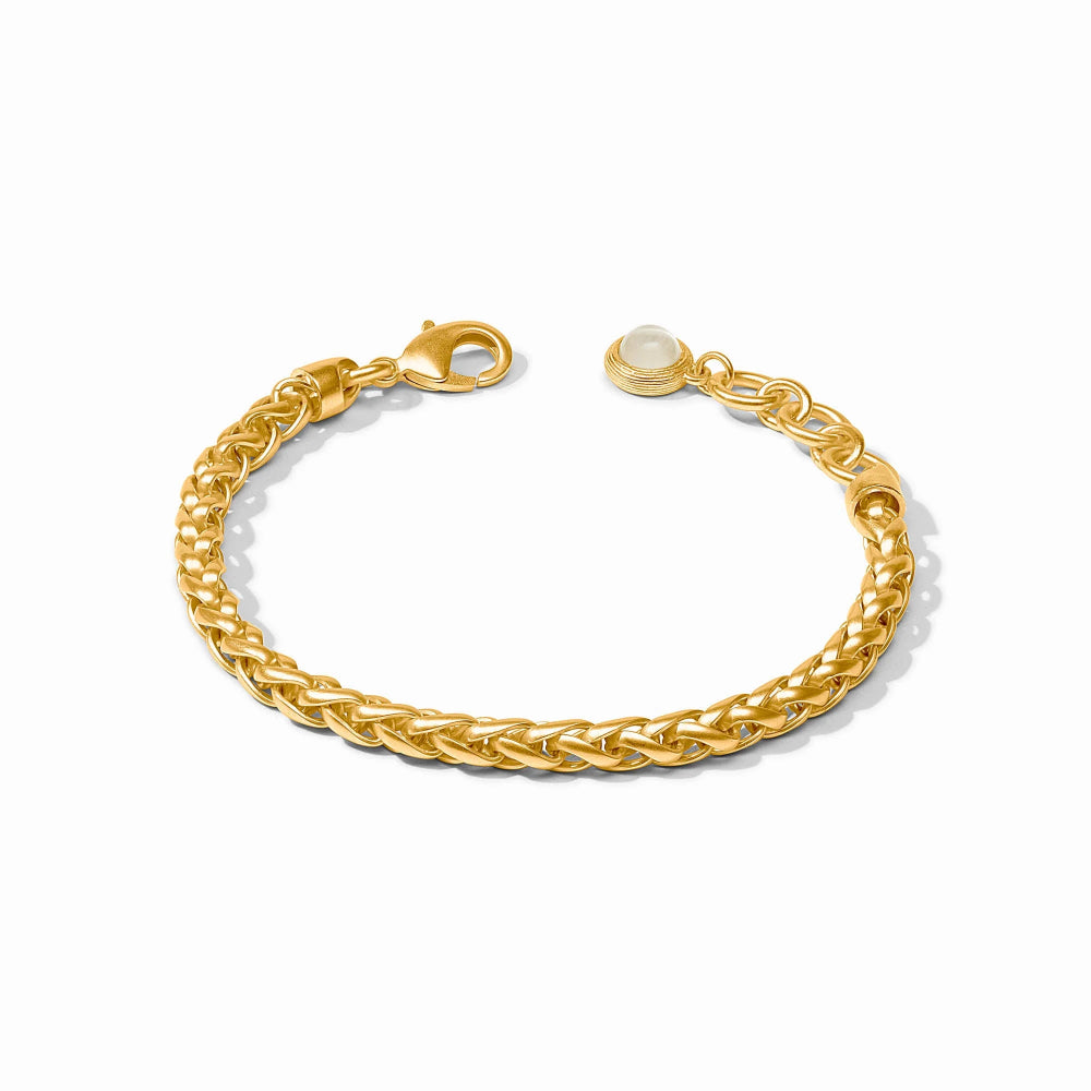 Gold chain bracelet on a white background