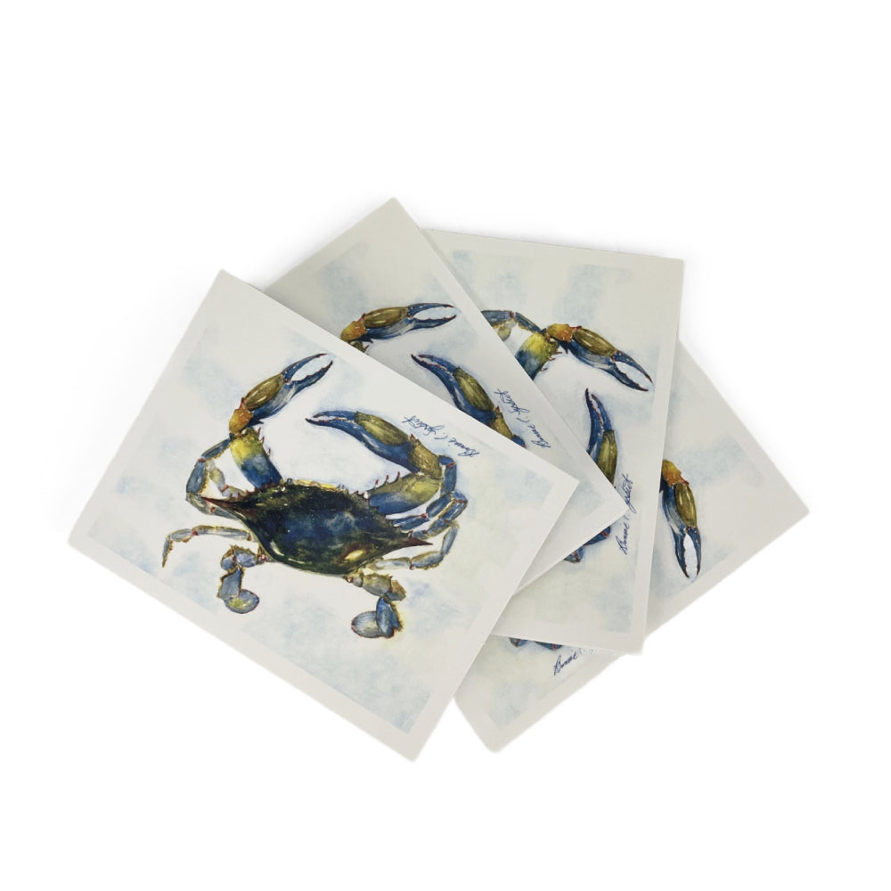 Blue Crab Water Color Blank Greeting Cards (Set of 4)