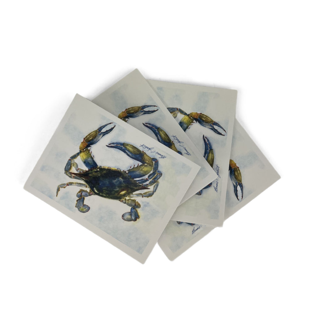 Blue Crab Water Color Blank Greeting Cards (Set of 4)