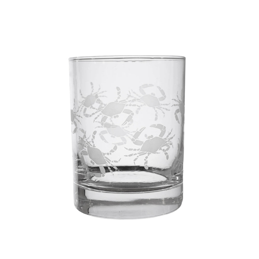 Blue Crab Life Rocks Glass (Double Old Fashioned)