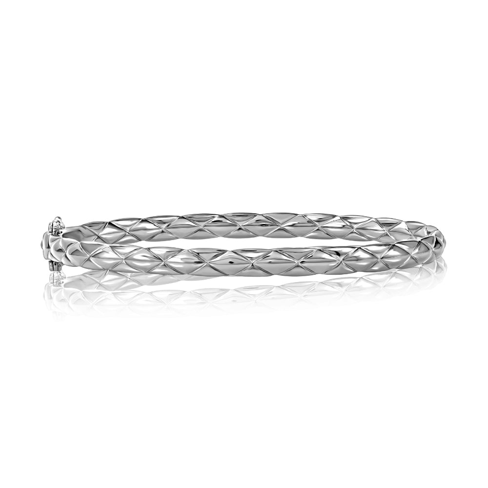 A. Jaffe 14k White Gold Classic Quilted Bangle Bracelet