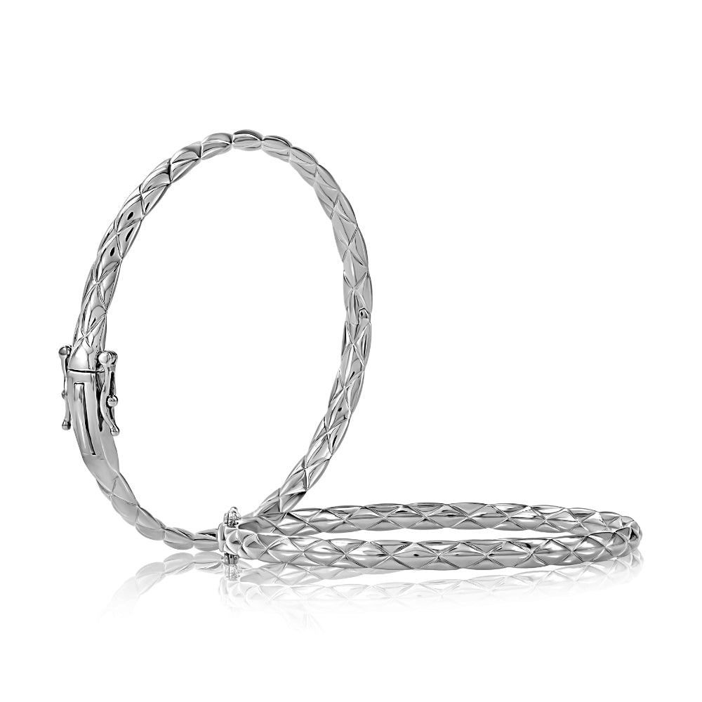 A. Jaffe 14k White Gold Classic Quilted Bangle Bracelet