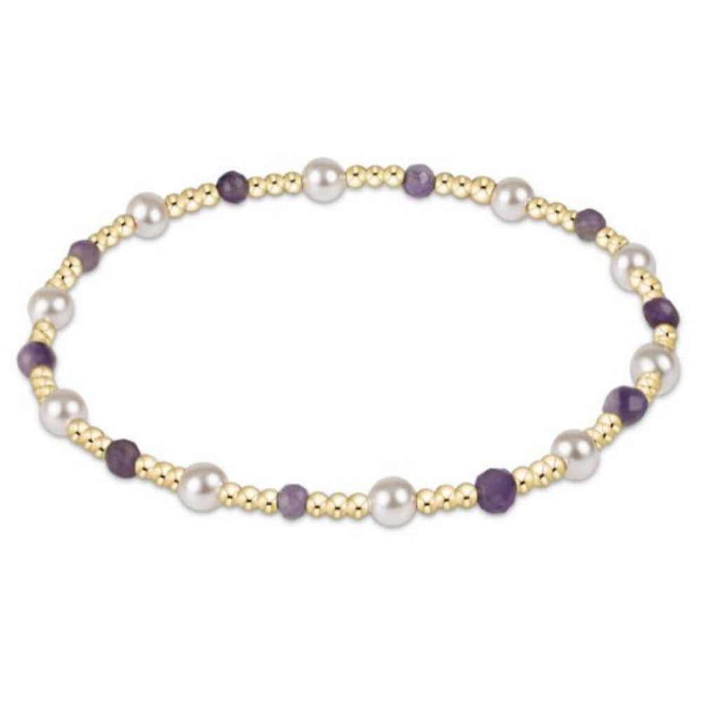 enewton 6.25" Pearl Sincerity Pattern 4mm Bead Bracelet - Amethyst