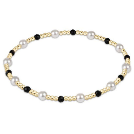 enewton 6.25" Pearl Sincerity Pattern 4mm Bead Bracelet - Faceted Onyx