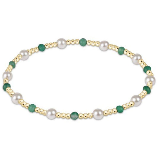 enewton 6.25" Pearl Sincerity Pattern 4mm Bead Bracelet - Green Onyx