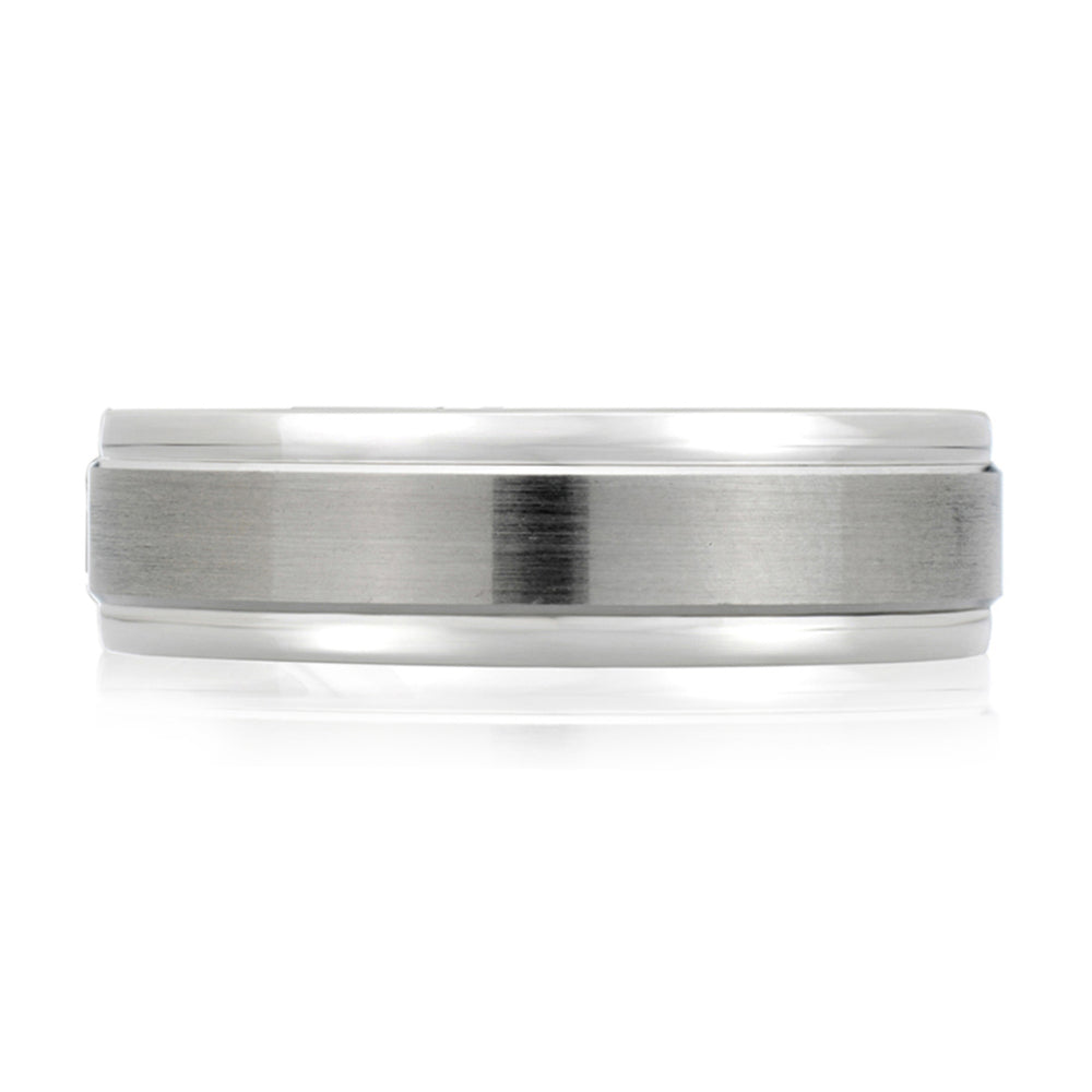 A. Jaffe 14k White Gold 7mm Gents Satin Center Polished Edge Wedding Band