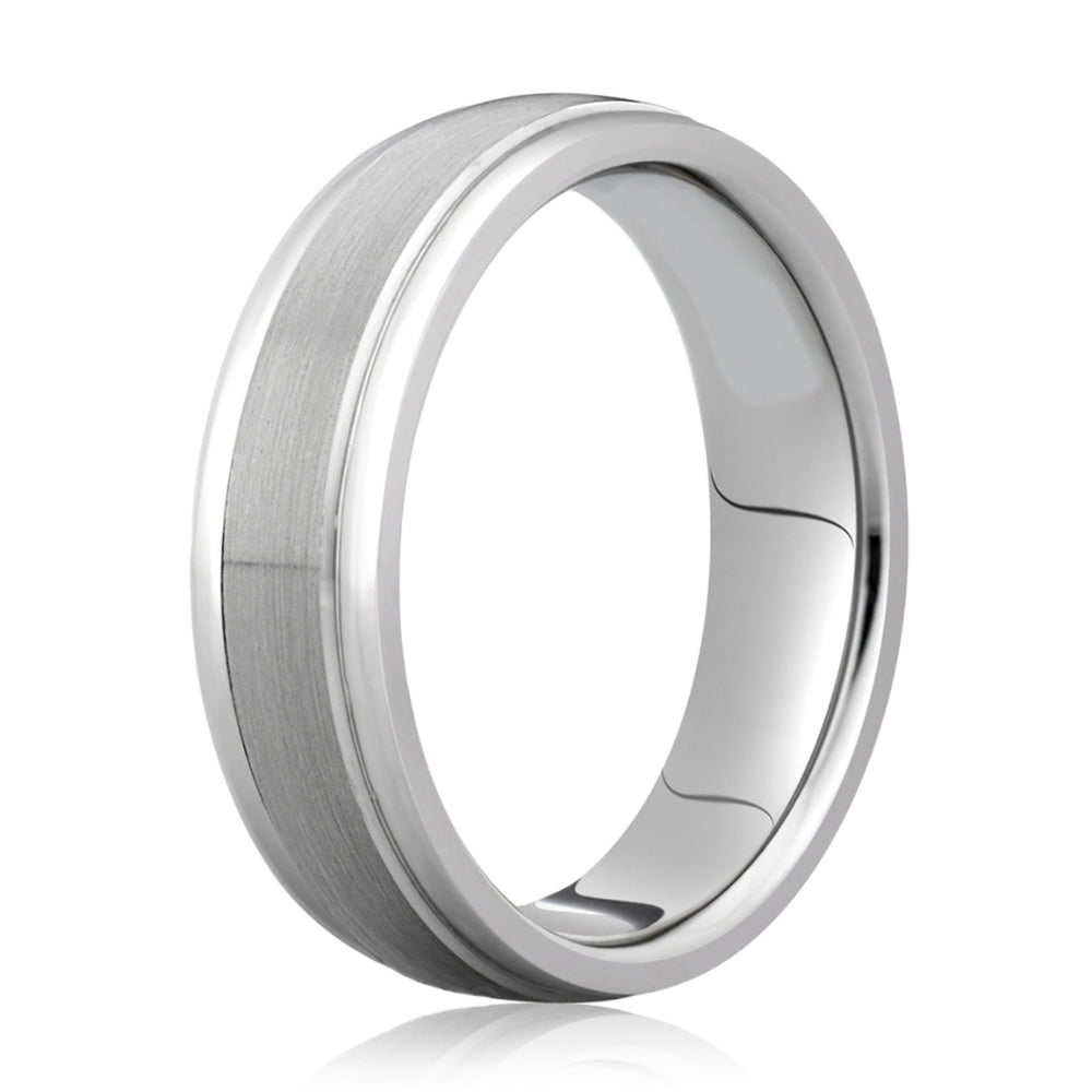 A. Jaffe 14k White Gold 7mm Gents Satin Center Polished Edge Wedding Band