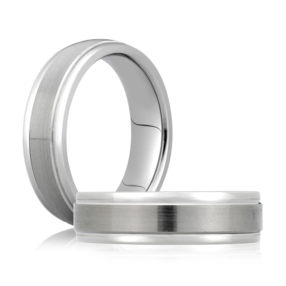 A. Jaffe 14k White Gold 7mm Gents Satin Center Polished Edge Wedding Band