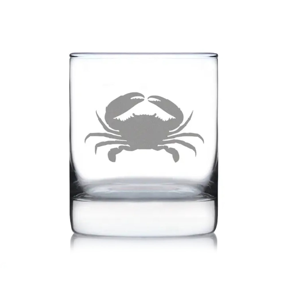 Crab design whiskey rocks glass