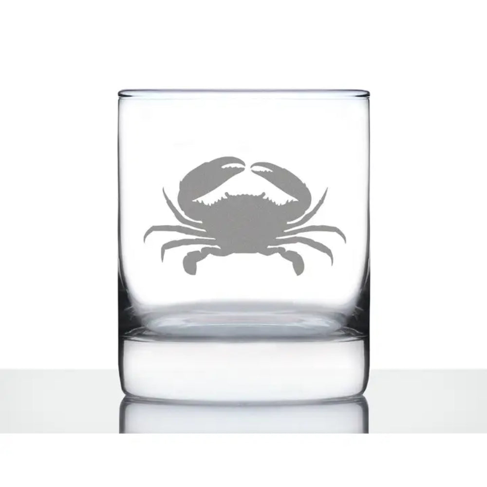 Crab whiskey rocks glass