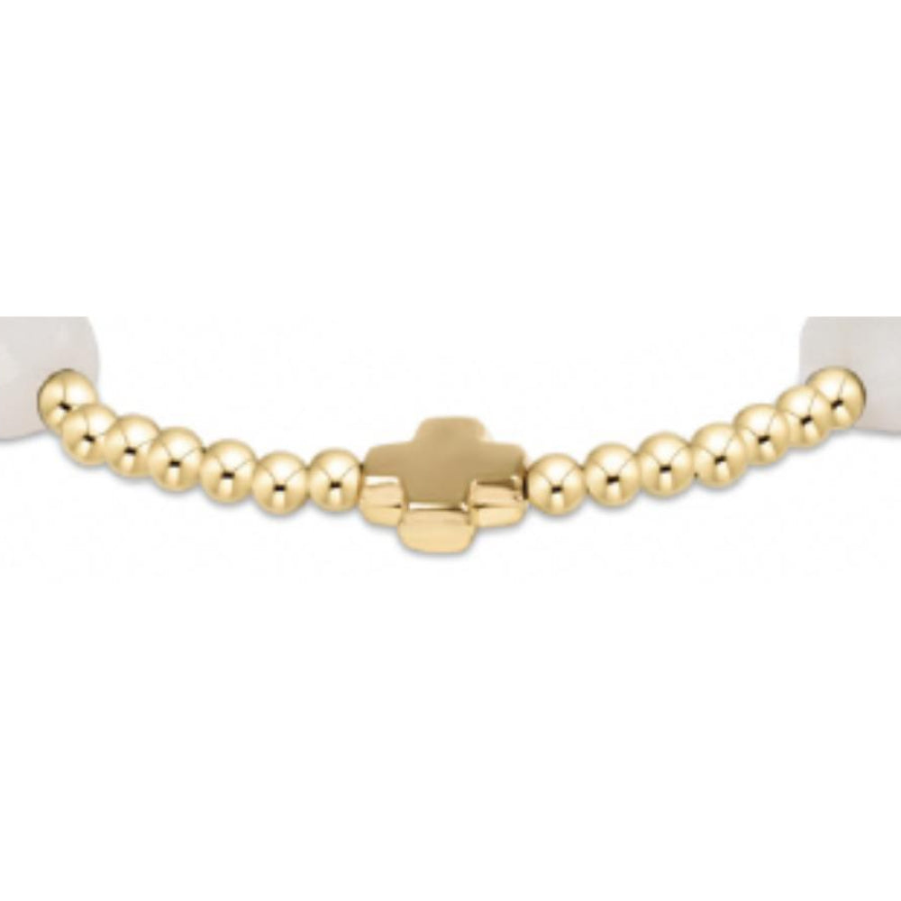enewton 6.25" Signature Cross Admire Gold Pattern 3mm Bead Bracelet -Moonstone