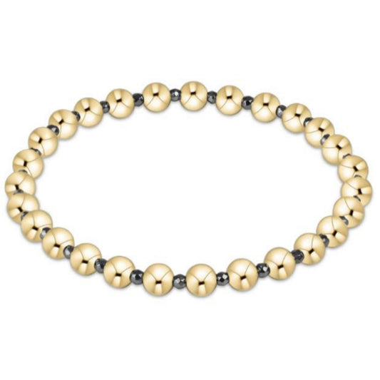 enewton 6.25" Silver Faceted Hematite Grateful Pattern 5mm Bead Bracelet