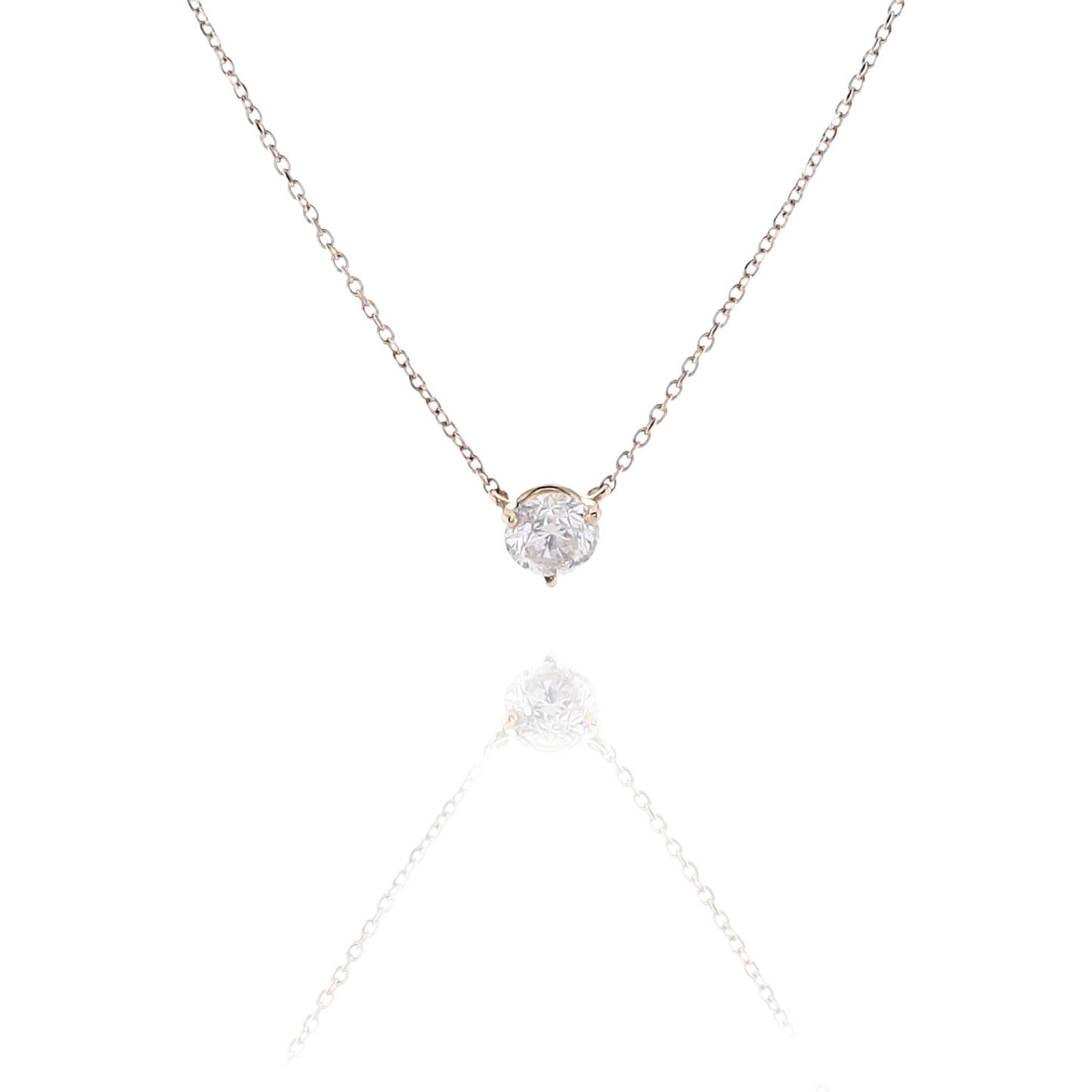 Estate 14 Karat Yellow Gold Stationary Solitaire Diamond Pendant Necklace