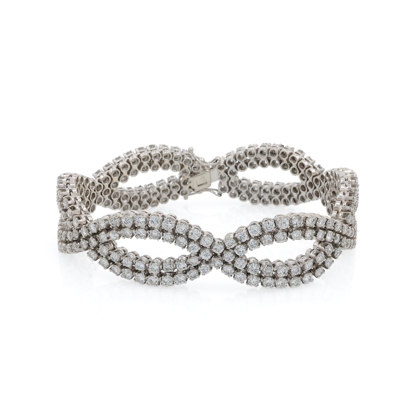 Estate 18k White Gold Diamond Wave Design 7.25" Bracelet