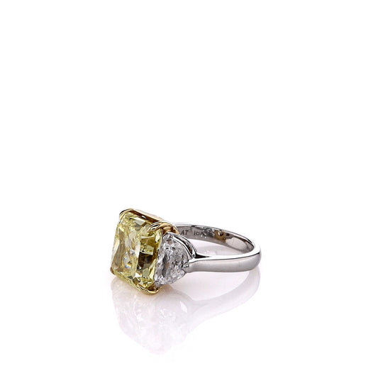 Estate Platinum 6.72ct Fancy Yellow Diamond Three Stone Ring With GIA Certification 2235151984