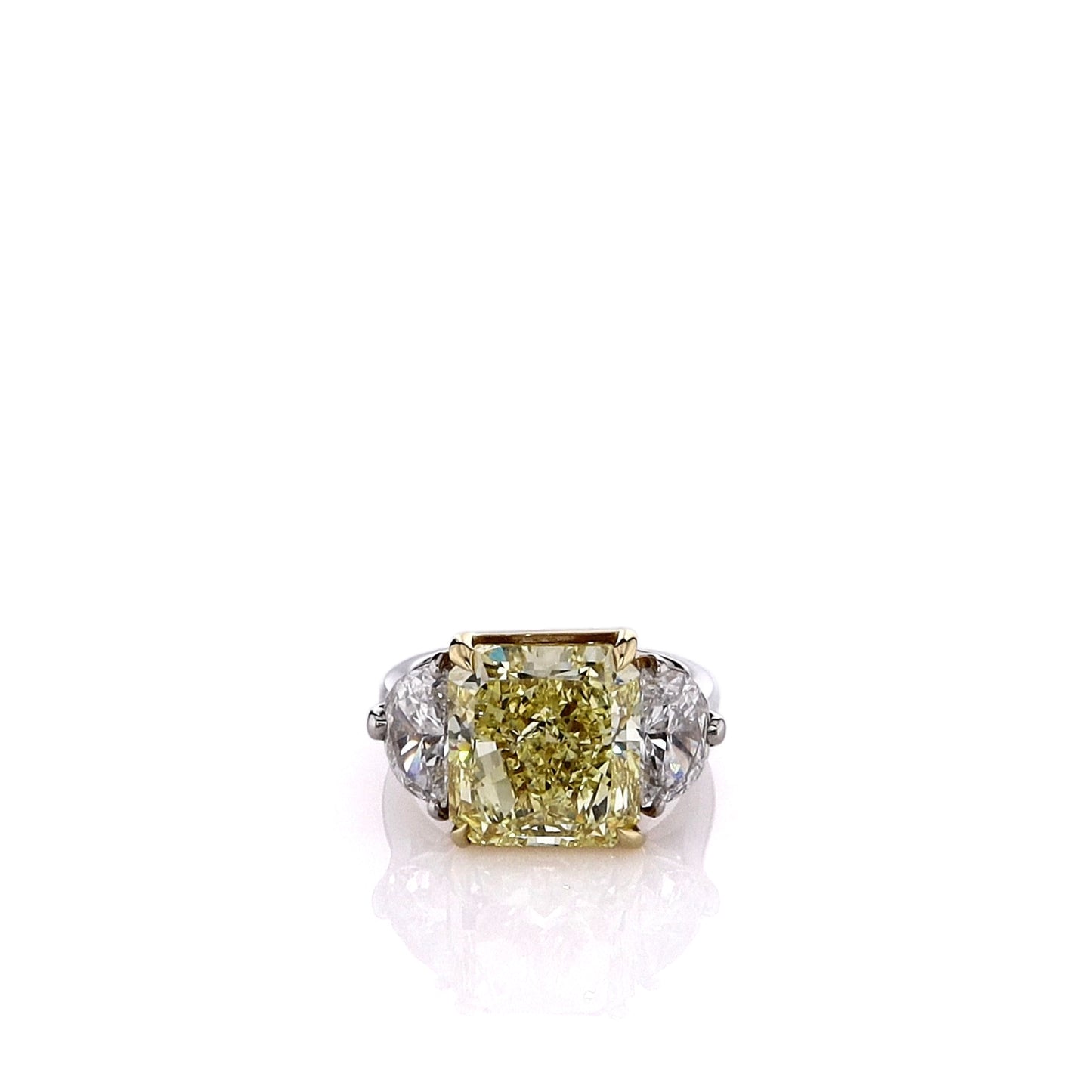 Estate Platinum 6.72ct Fancy Yellow Diamond Three Stone Ring With GIA Certification 2235151984