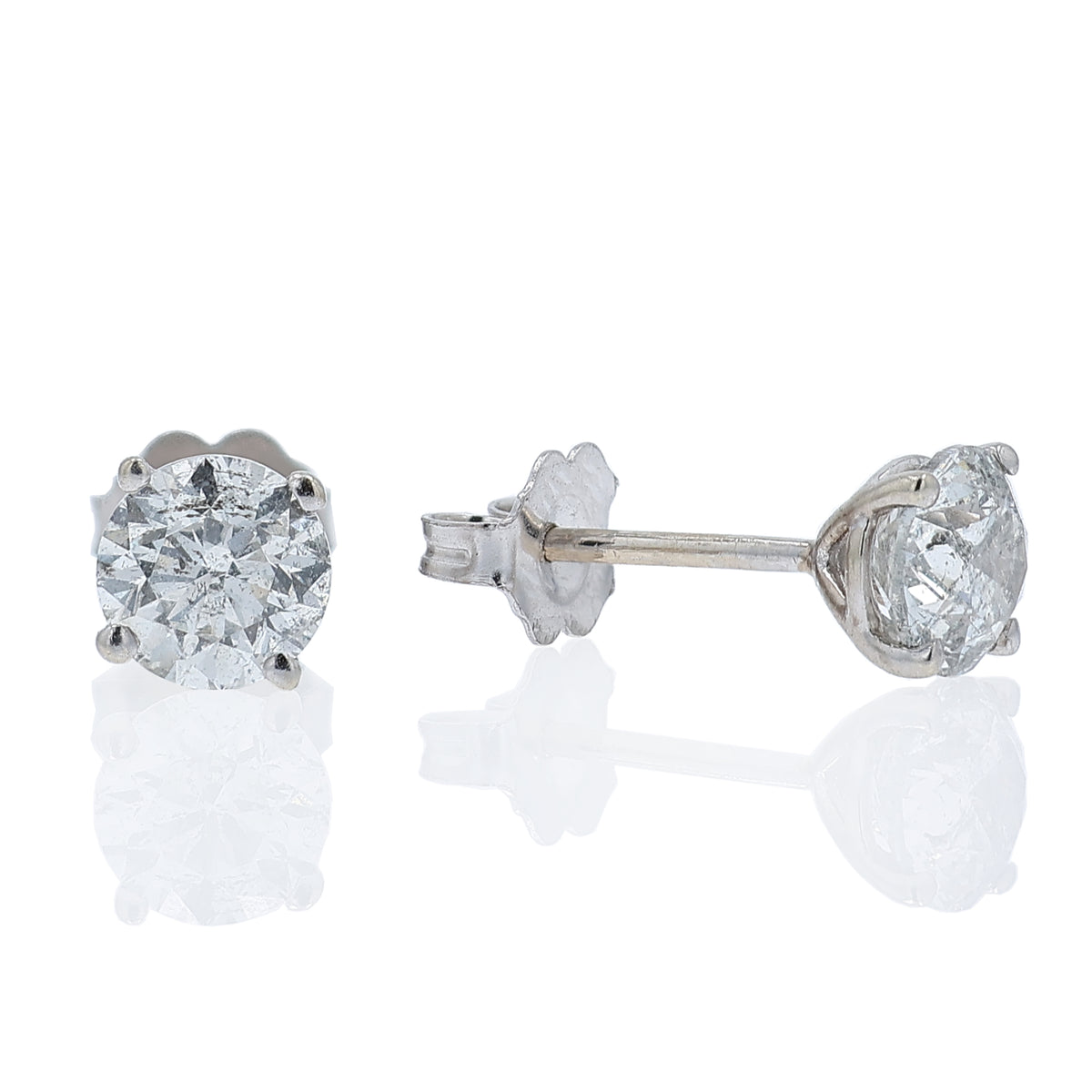 Estate 14k White Gold 2.00ct Diamond Stud Earrings