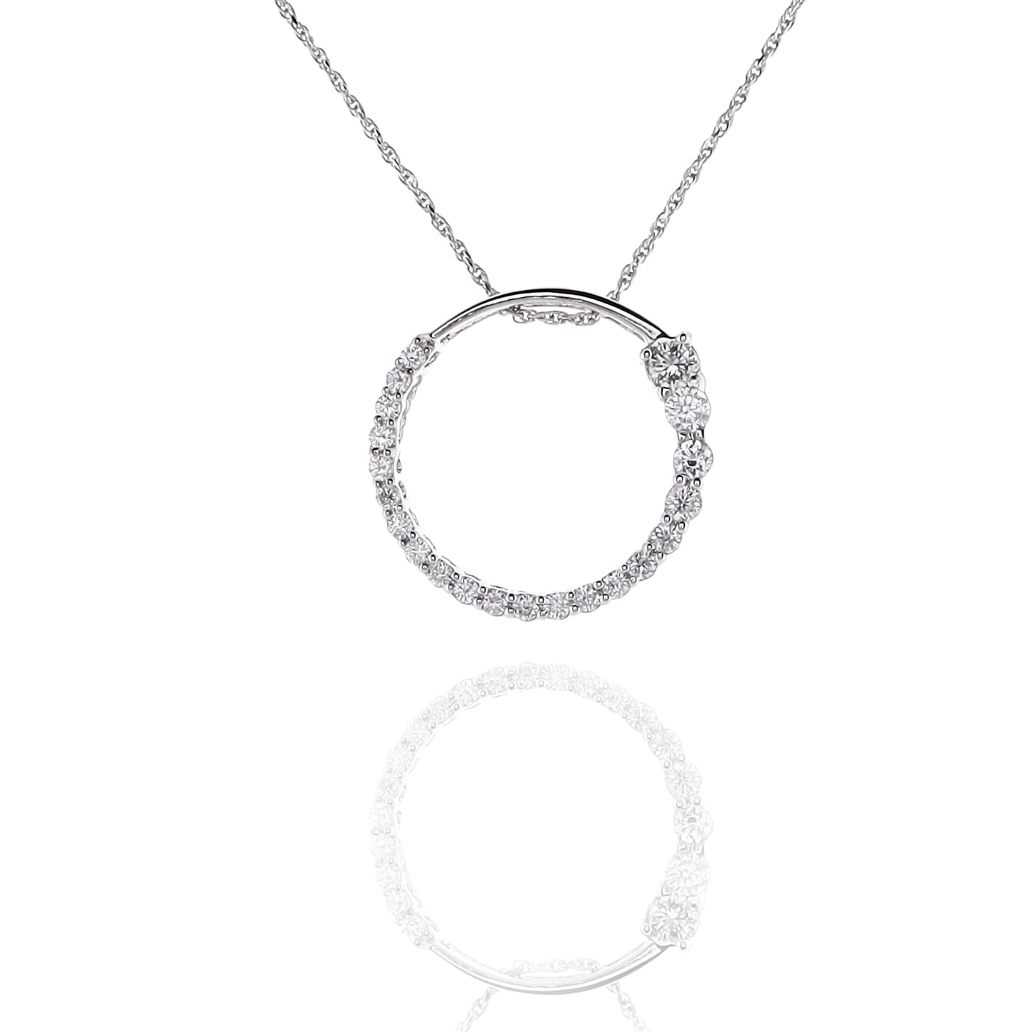 Estate 14Karat White Gold Pendant Graduated Diamond Necklace