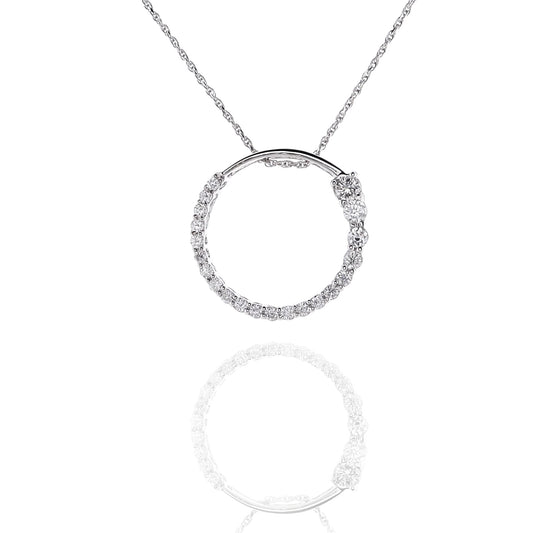 Estate 14Karat White Gold Pendant Graduated Diamond Necklace