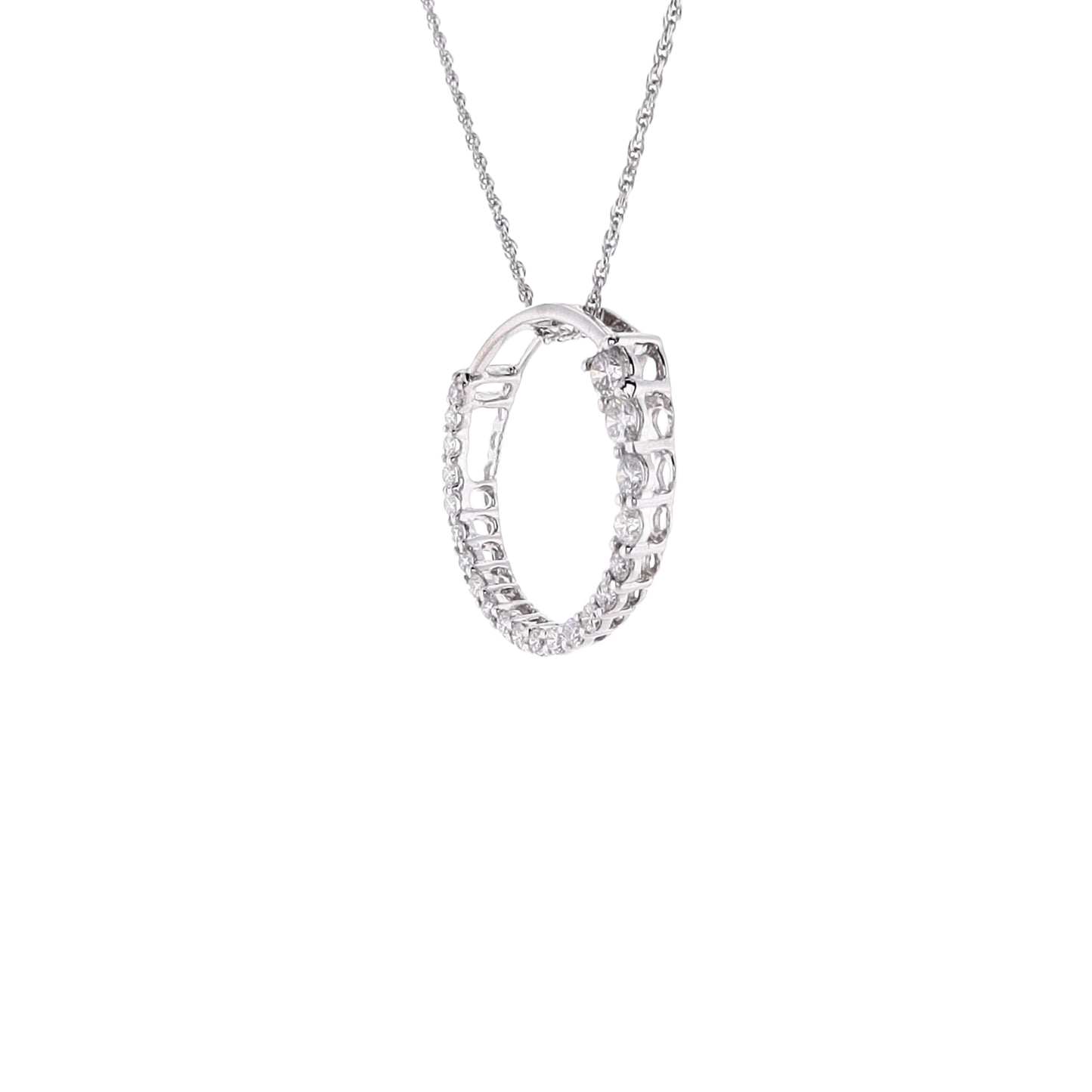 Estate 14Karat White Gold Pendant Graduated Diamond Necklace